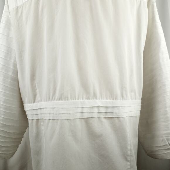 LANE BRYANT ~ Women's White Cotton Blouse With Raw Edge Layered Details ~26/28 - Picture 5 of 10